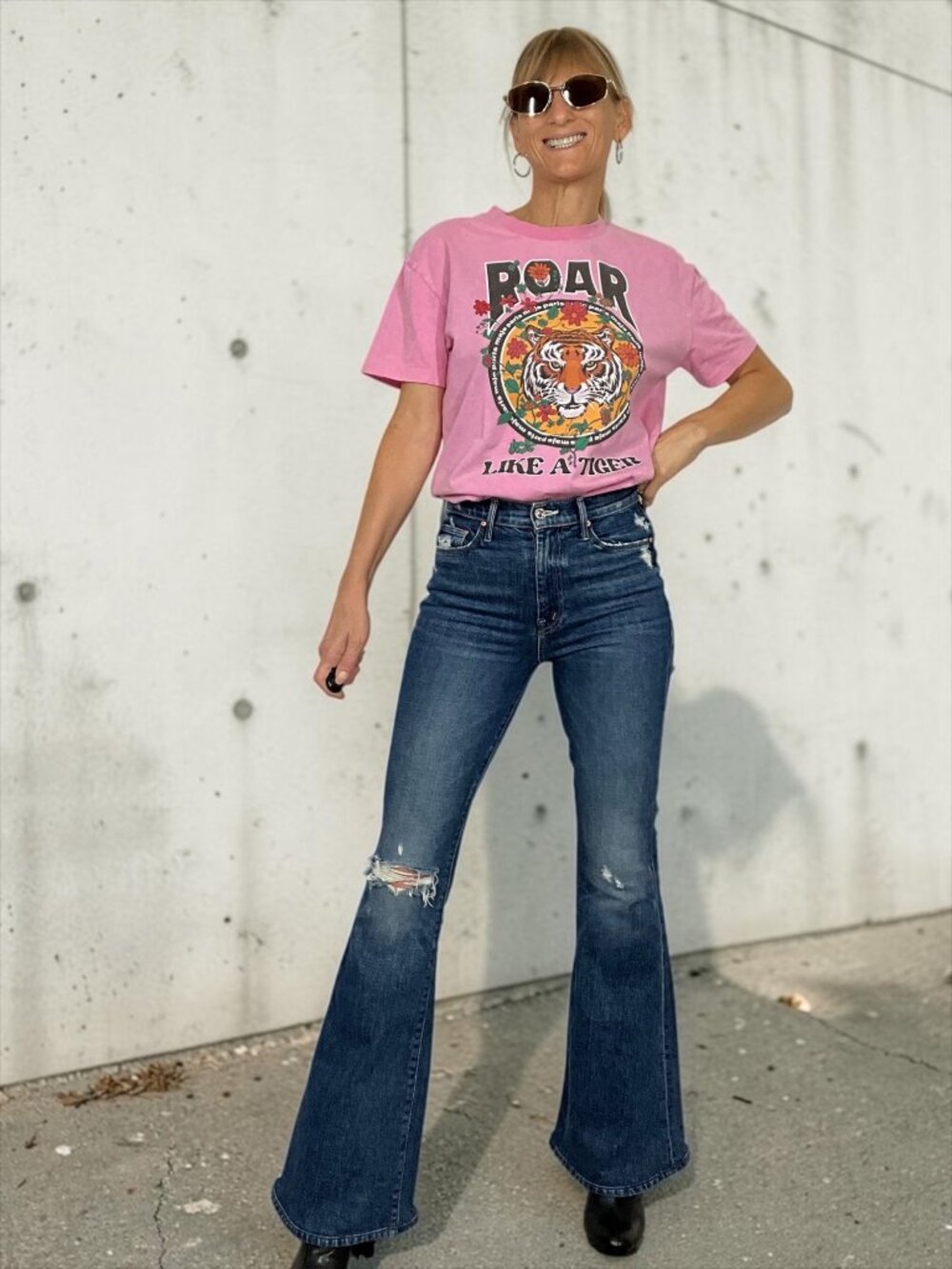 Maje Tellaire Roar Like A Tiger Graphic Tee Shirt 1 S Pink